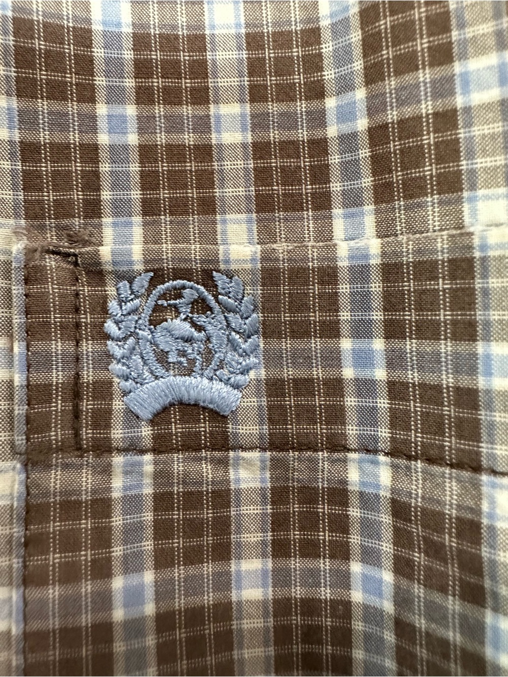 Cinch Brown and Light Blue Plaid Button-Down Shirt